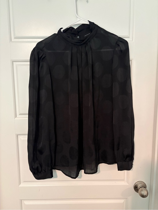 Who What Wear Tops - Who What Wear Black Long-Sleeve Dot-Texture Blouse